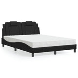 Lit avec matelas noir 140x200 cm similicuir