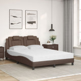 Bed with brown mattress 140x200 cm imitation leather