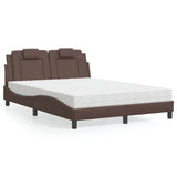 Bed with brown mattress 140x200 cm imitation leather