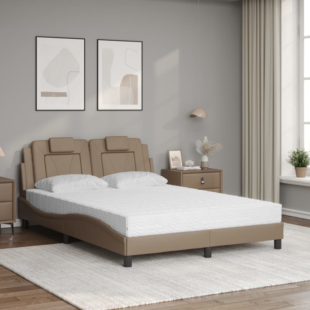 Lit avec matelas cappuccino 140x200 cm similicuir