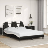 Lit avec matelas noir et blanc 140x200 cm similicuir