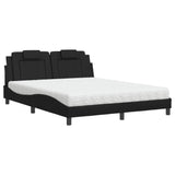 Lit avec matelas noir 160x200 cm similicuir