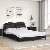 Lit avec matelas noir 160x200 cm similicuir