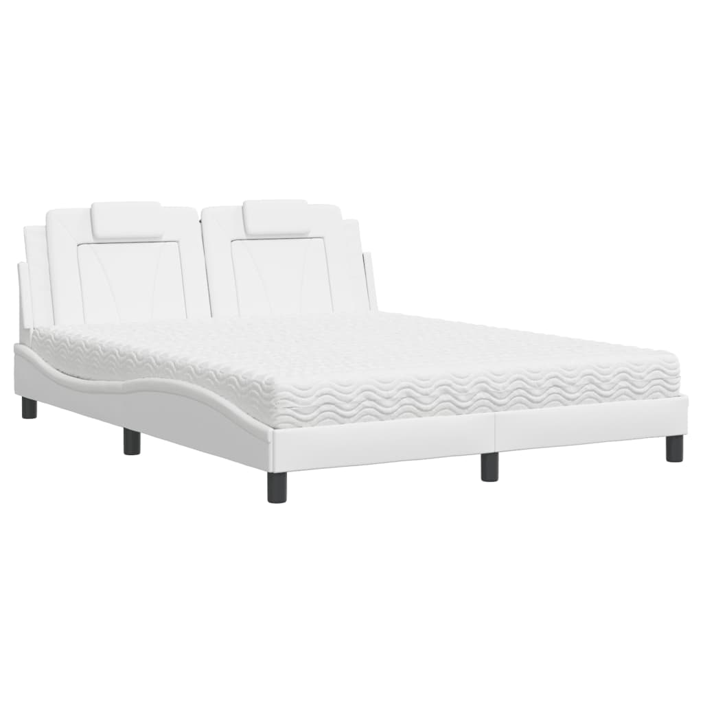 Lit avec matelas blanc 160x200 cm similicuir