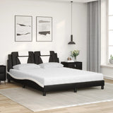 Lit avec matelas noir et blanc 160x200 cm similicuir