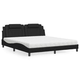 Lit avec matelas noir 180x200 cm similicuir