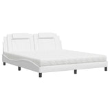 Lit avec matelas blanc 180x200 cm similicuir