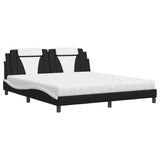 Lit avec matelas noir et blanc 180x200 cm similicuir