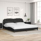 Lit avec matelas noir 200x200 cm similicuir