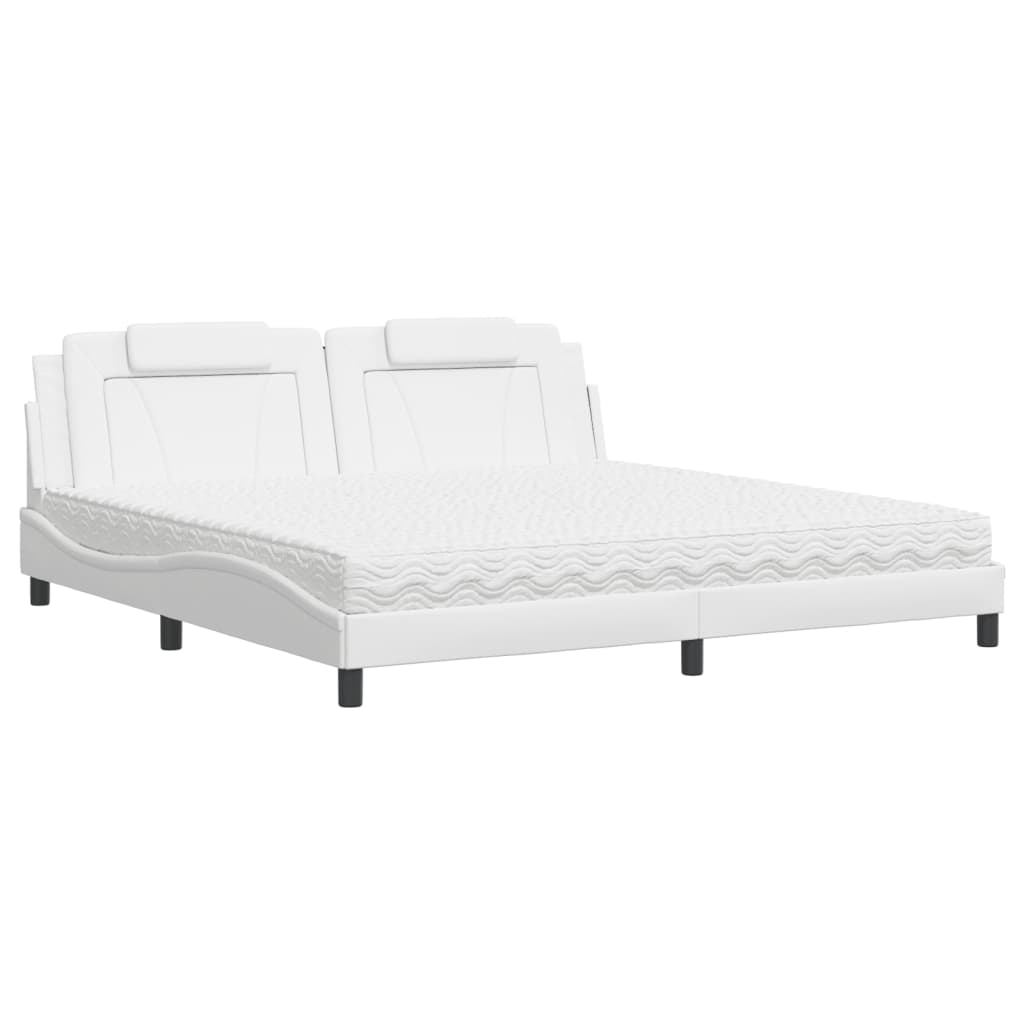 Lit avec matelas blanc 200x200 cm similicuir