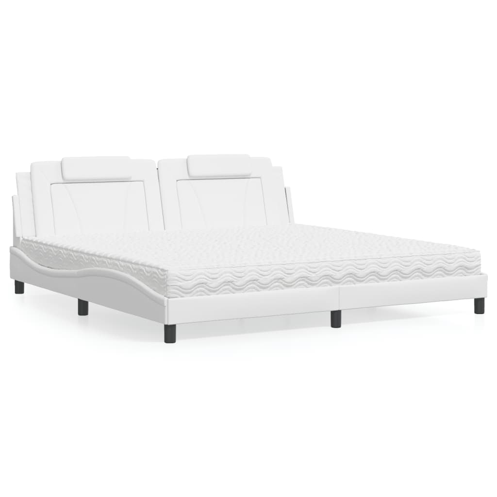 Lit avec matelas blanc 200x200 cm similicuir