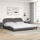 Lit avec matelas gris 200x200 cm similicuir