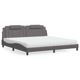 Lit avec matelas gris 200x200 cm similicuir