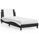 Lit avec matelas noir et blanc 80x200 cm similicuir