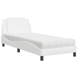 Lit avec matelas blanc 90x190 cm similicuir