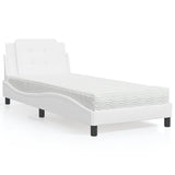 Lit avec matelas blanc 90x190 cm similicuir