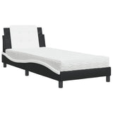 Lit avec matelas noir et blanc 90x190 cm similicuir