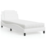 Lit avec matelas blanc 90x200 cm similicuir