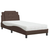 Lit avec matelas marron 90x200 cm similicuir