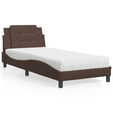 Lit avec matelas marron 90x200 cm similicuir