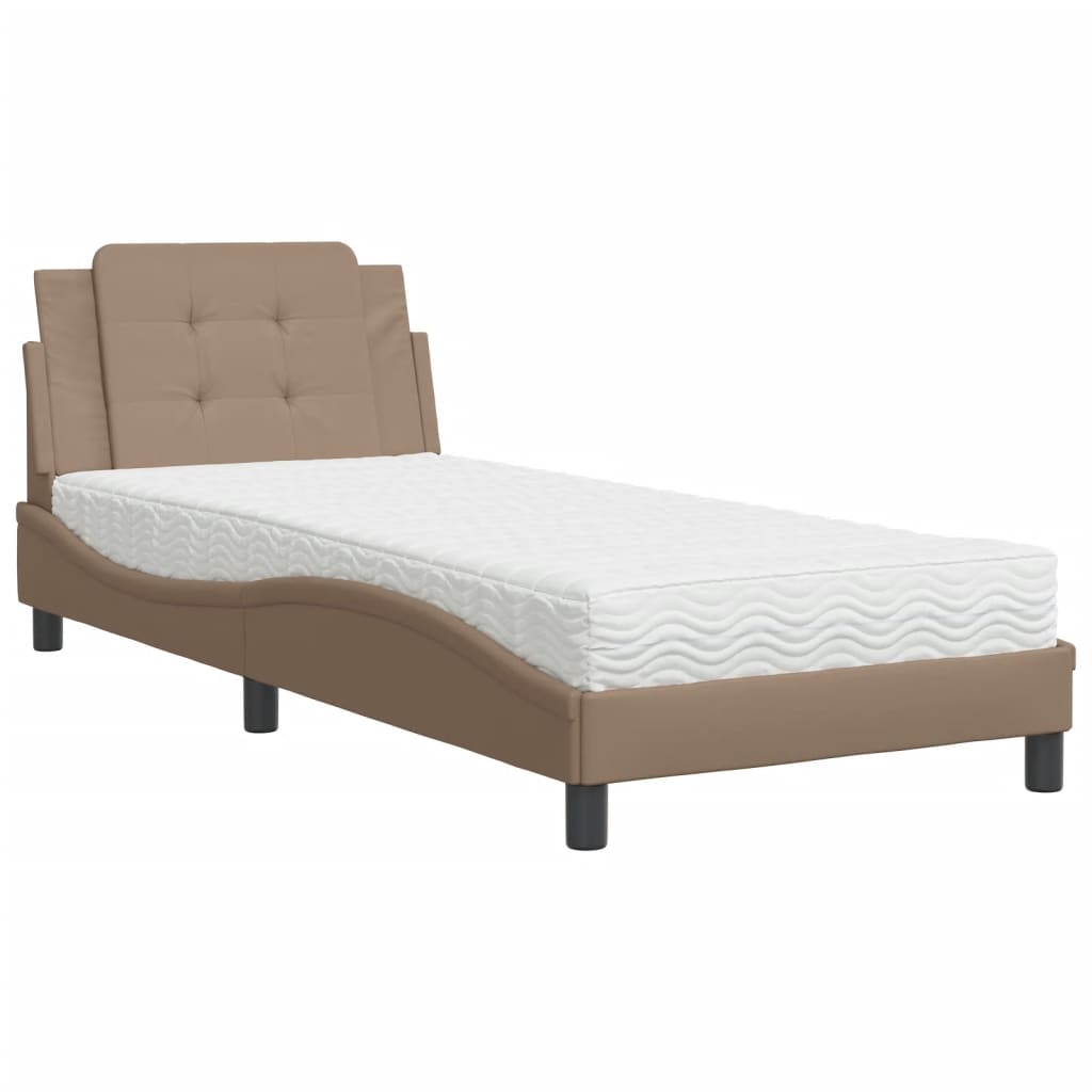 Lit avec matelas cappuccino 90x200 cm similicuir