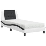 Lit avec matelas blanc et noir 90x200 cm similicuir