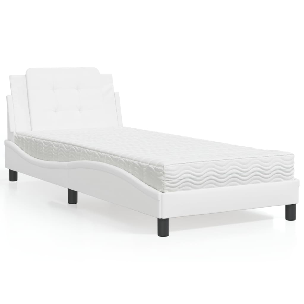 Lit avec matelas blanc 100x200 cm similicuir