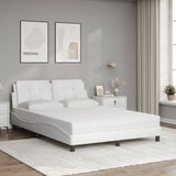 Lit avec matelas blanc 120x200 cm similicuir