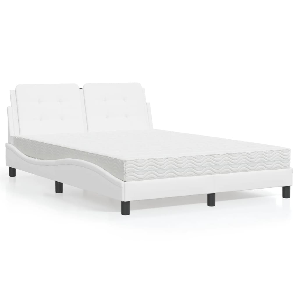 Lit avec matelas blanc 120x200 cm similicuir