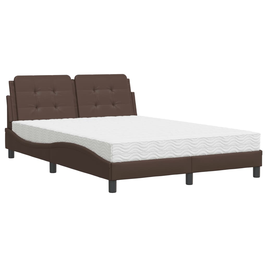 Lit avec matelas marron 120x200 cm similicuir