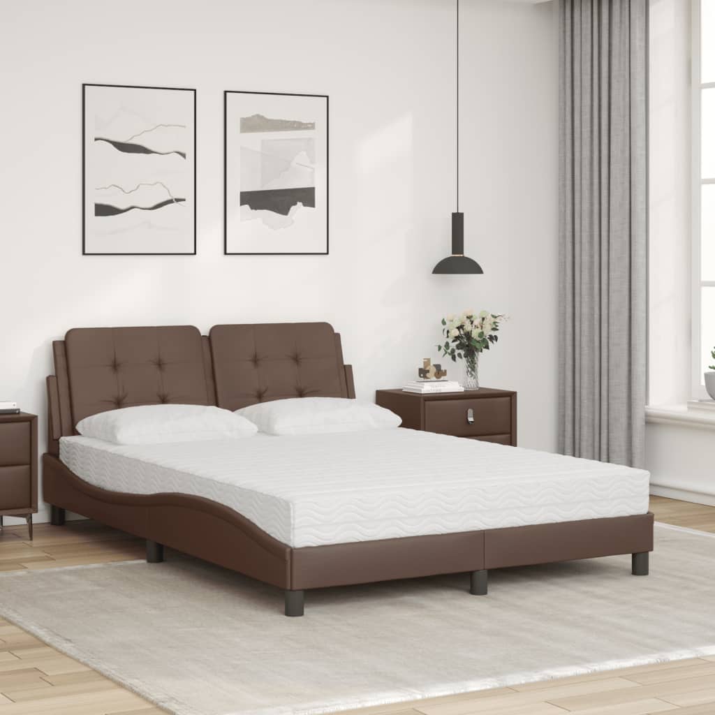 Lit avec matelas marron 120x200 cm similicuir