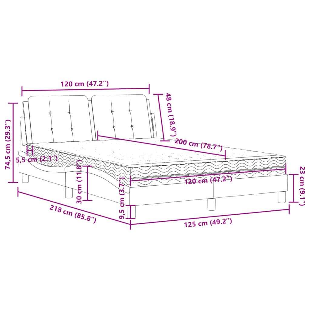 Lit avec matelas cappuccino 120x200 cm similicuir