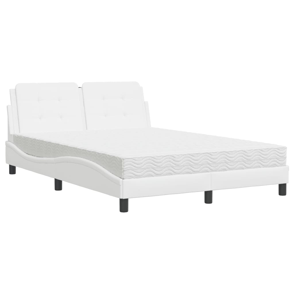 Lit avec matelas blanc 140x190 cm similicuir