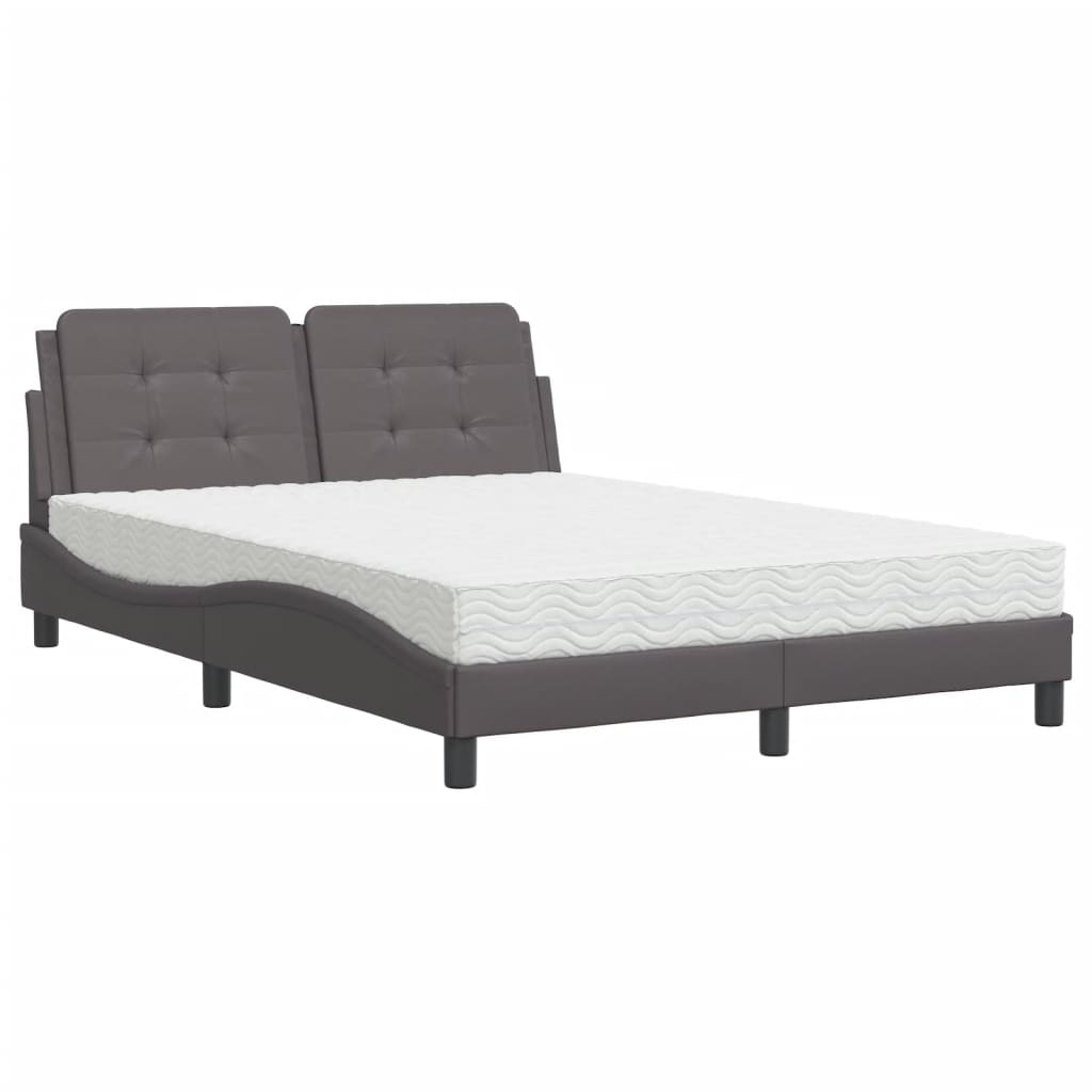 Lit avec matelas gris 140x190 cm similicuir