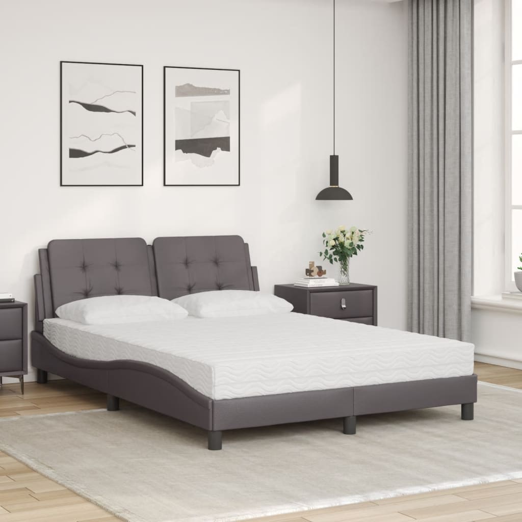 Lit avec matelas gris 140x190 cm similicuir