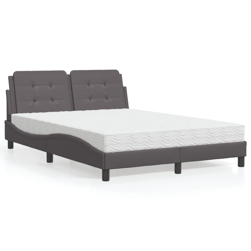 Lit avec matelas gris 140x190 cm similicuir