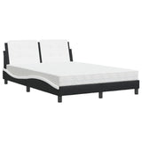 Lit avec matelas noir et blanc 140x190 cm similicuir