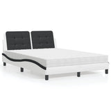 Bed with white and black mattress 140x190 cm imitation leather