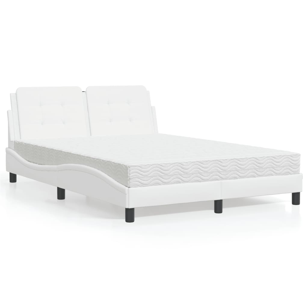 Lit avec matelas blanc 140x200 cm similicuir