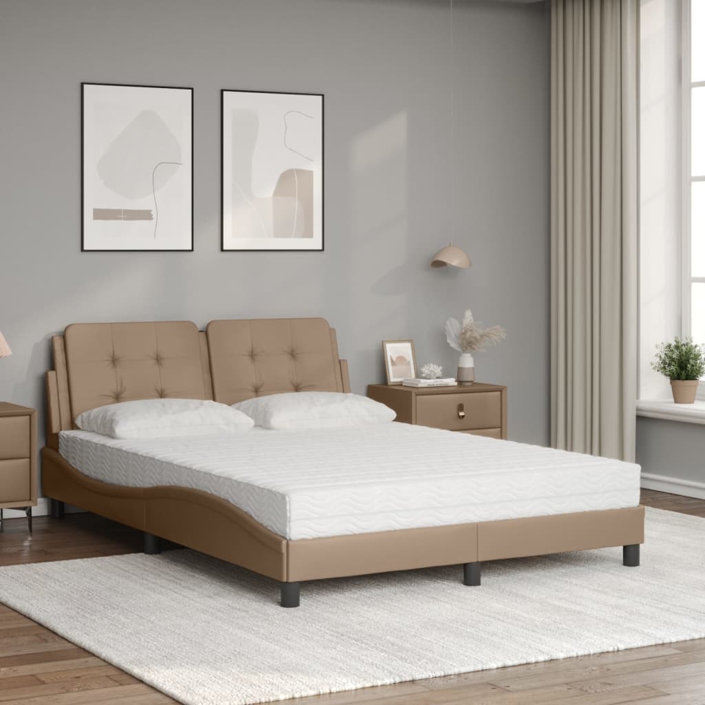 Lit avec matelas cappuccino 140x200 cm similicuir