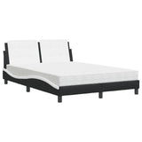 Lit avec matelas noir et blanc 140x200 cm similicuir