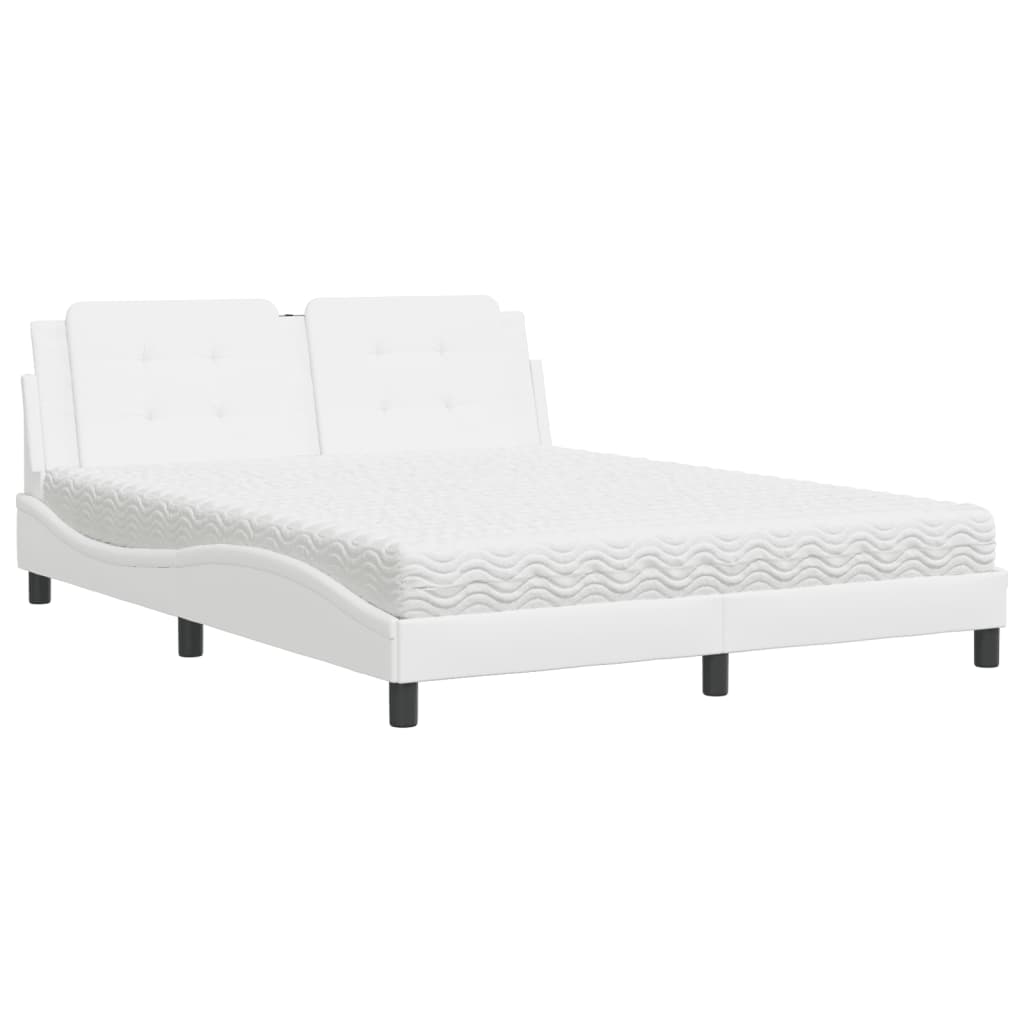 Lit avec matelas blanc 160x200 cm similicuir