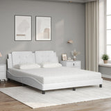 Lit avec matelas blanc 160x200 cm similicuir