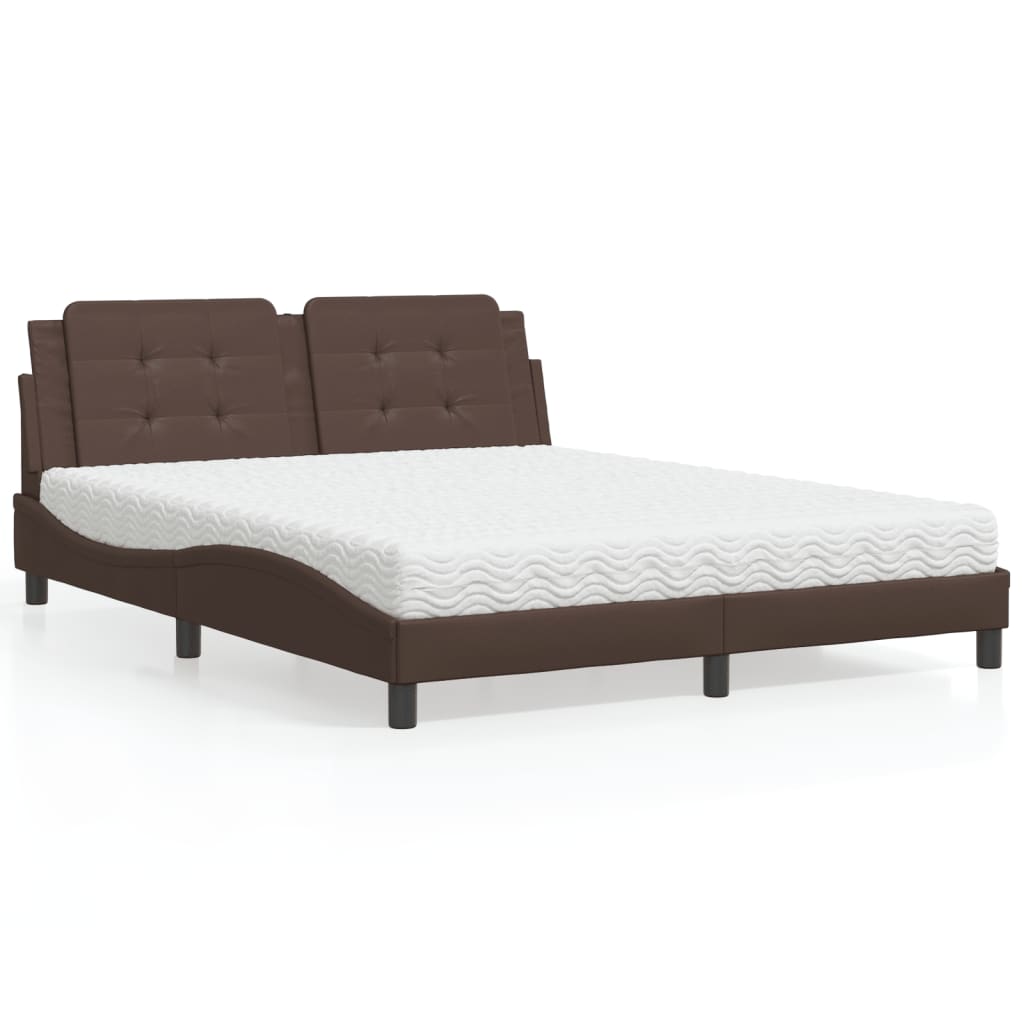 Lit avec matelas marron 160x200 cm similicuir