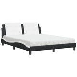 Lit avec matelas noir et blanc 160x200 cm similicuir