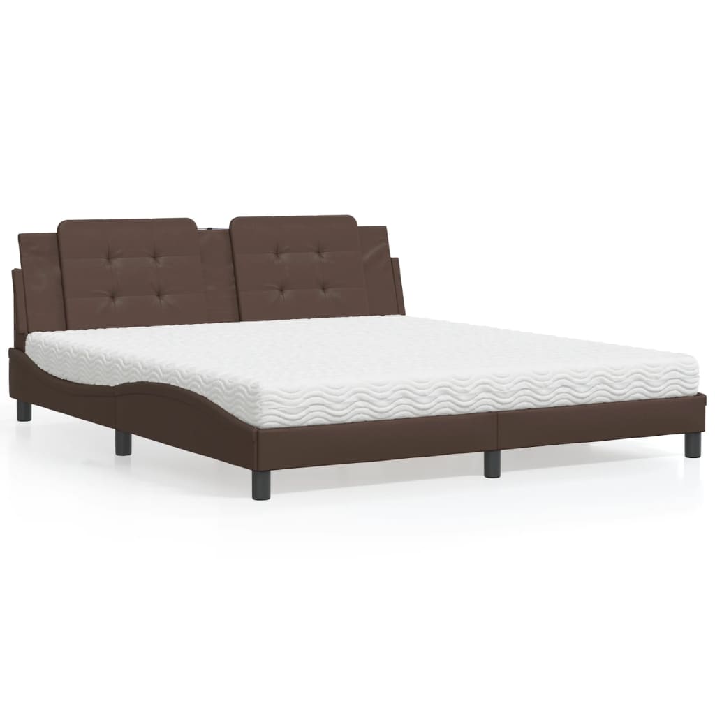 Lit avec matelas marron 180x200 cm similicuir