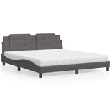 Lit avec matelas gris 180x200 cm similicuir