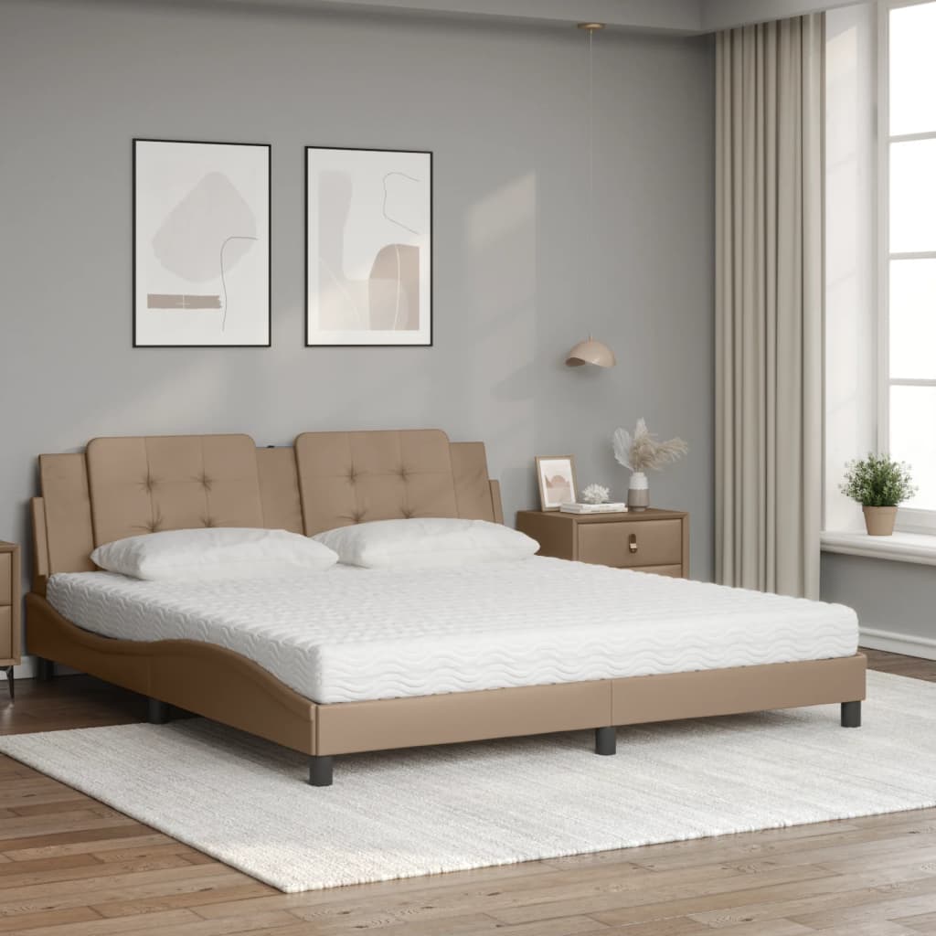 Lit avec matelas cappuccino 180x200 cm similicuir