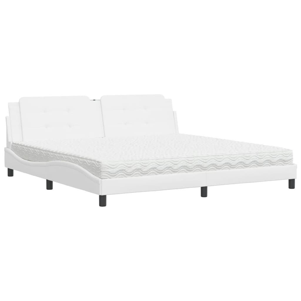 Lit avec matelas blanc 200x200 cm similicuir