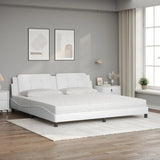 Lit avec matelas blanc 200x200 cm similicuir